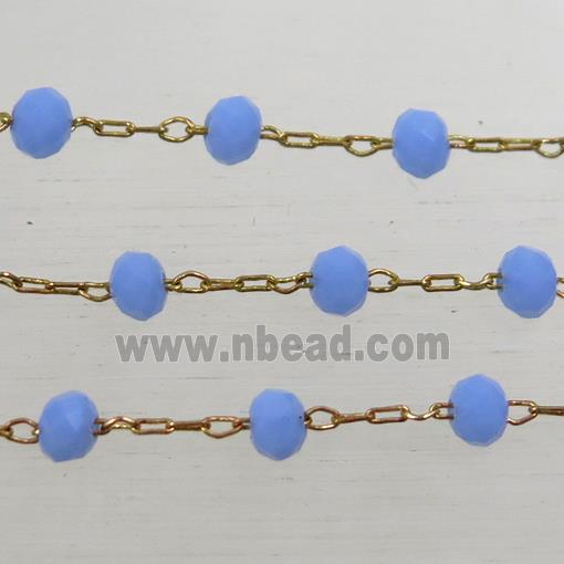 copper chain with blue Chinese crystal glass bead
