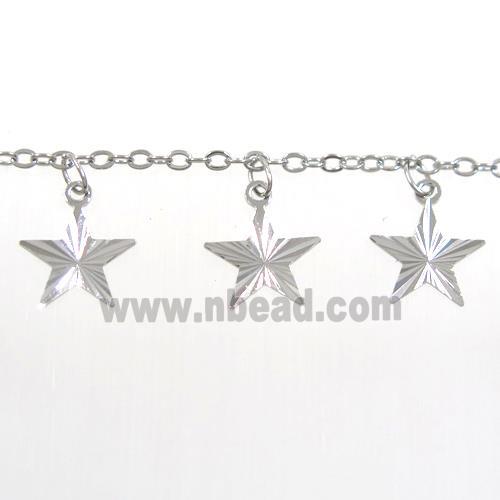 copper chain with star, platinum plated