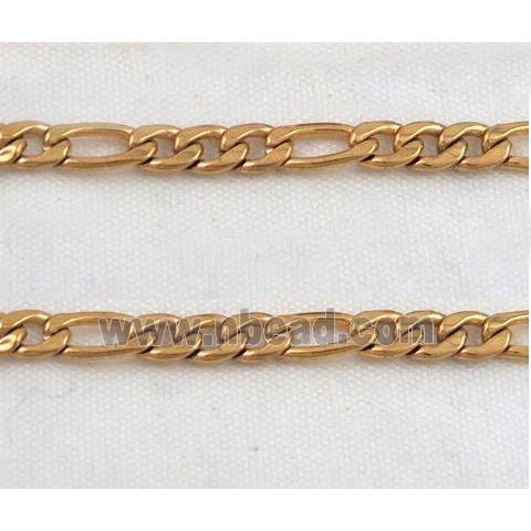 stainless steel curb chain, gold plated