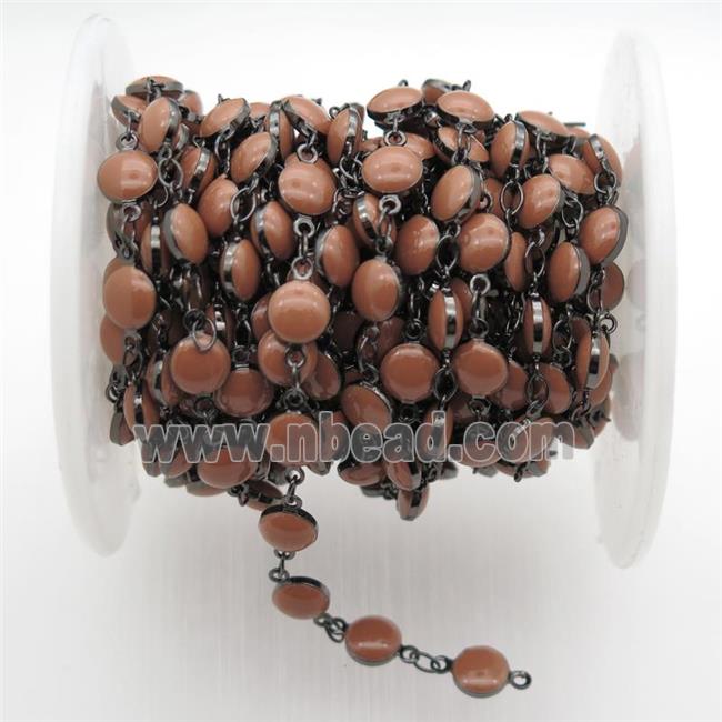 Chocolate Porcelain Glass Chain, black plated