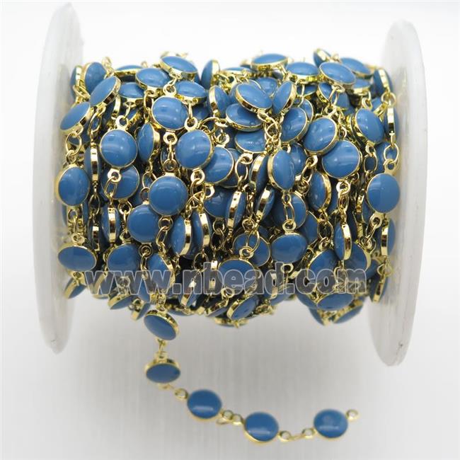 blue Porcelain Glass Chain, gold plated