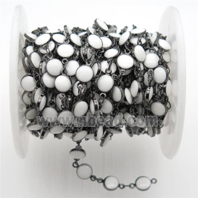 white Porcelain Glass Chain, black plated