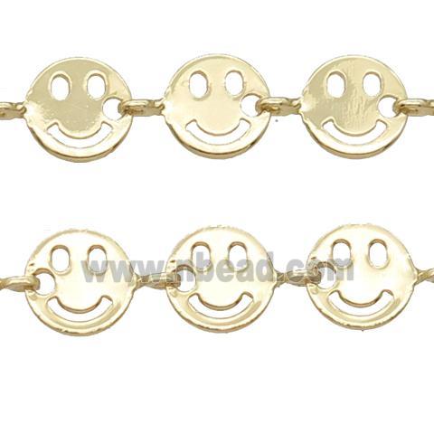 Copper Emoji smileface Chain, gold plated