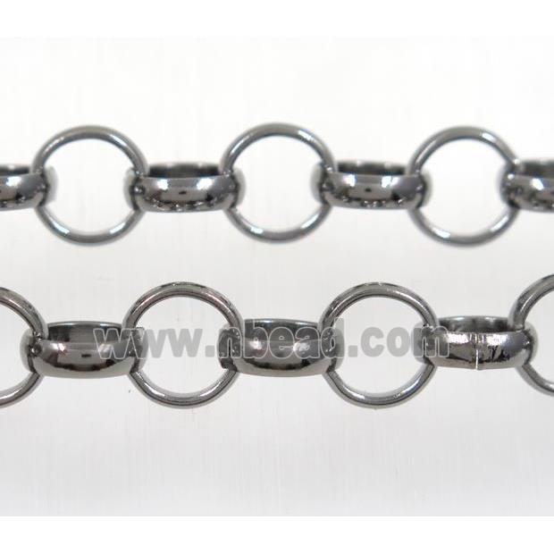 iron Rolo Chain, black plated