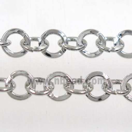 iron rolo chain, platinum plated