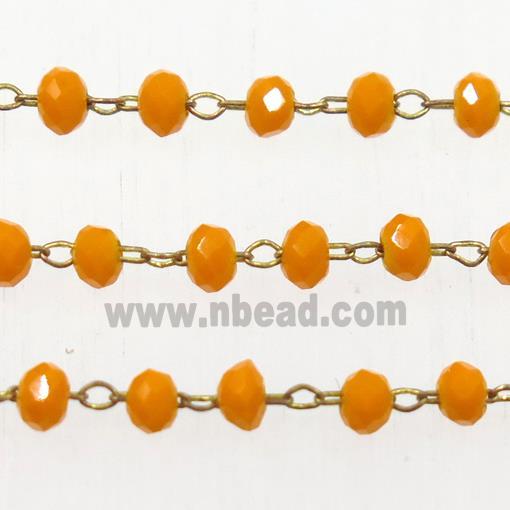 copper chain with orange rondelle Chinese Crystal Glass beads