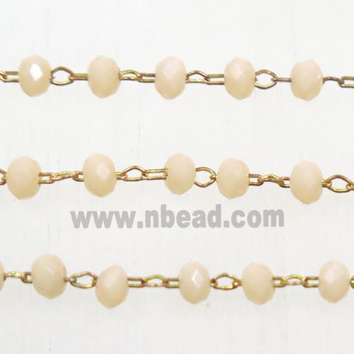 copper chain with rondelle Chinese crystal glass beads