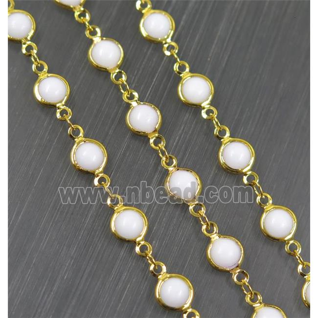Copper Chain With White Crystal Glass Gold Plated
