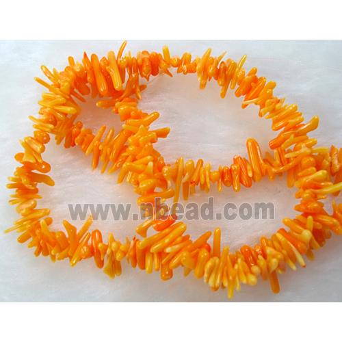 chip coral beads, dyed, yellow