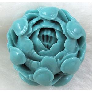 compositive Coral Bead flower, turquoise