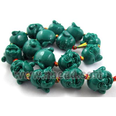 Compositive coral bead, smile buddha, green