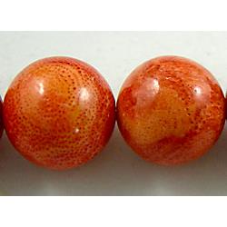 Natural sponge Coral Beads, red, round