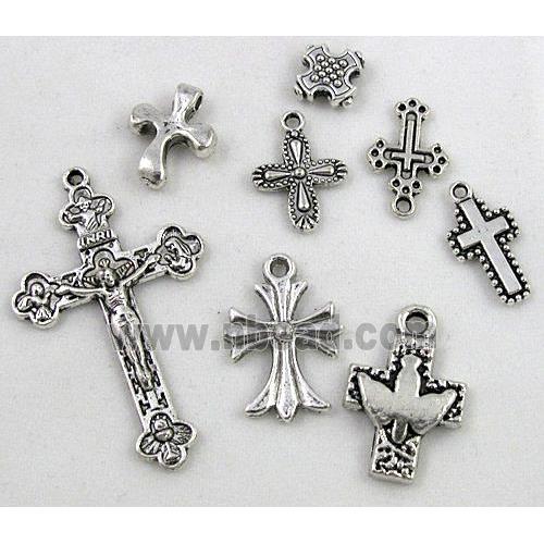mix Tibetan silver cross pendants, Non-nickel