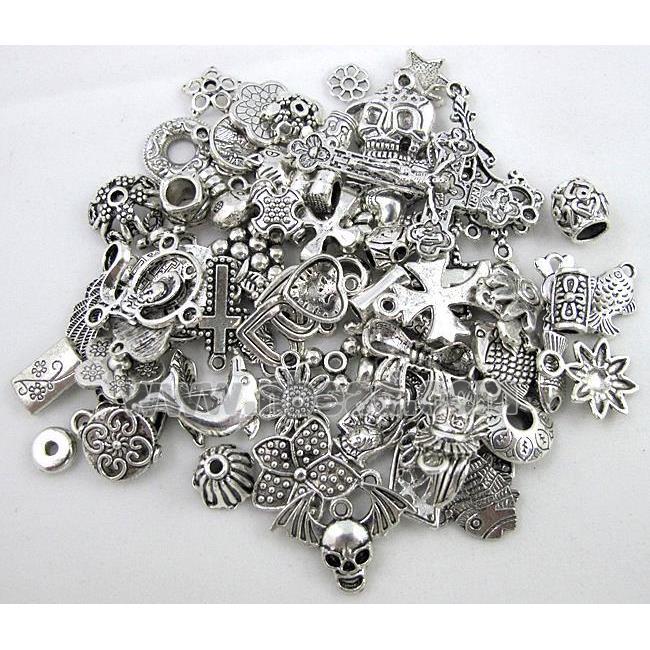 mix Tibetan silver charm pendants, Non-nickel