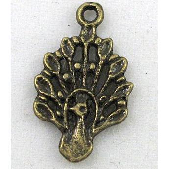 Tibetan silver peacock pendants, Non-nickel, antique bronze