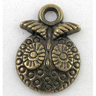 Tibetan silver owl pendants, Non-nickel, antique bronze