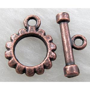 Tibetan Silver toggle clasps, Antique Red