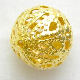 gold plated Filigree Round Bead Ball Jewelry Findings, iron