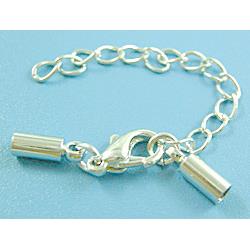Crimp End with Clasp, Copper, Silver Plated