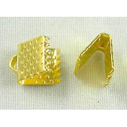 cord end fastener, pinch bail, gold plated