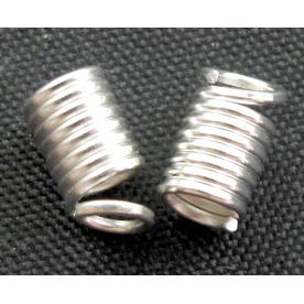 cord end fastener, spring, silver plated, iron