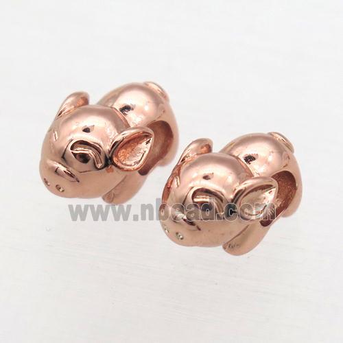 European Style copper pig beads, rose gold