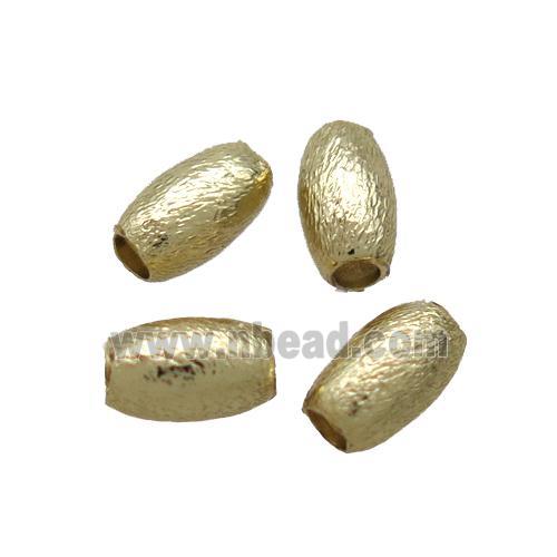 copper oval brushed beads, Unfade, gold plated