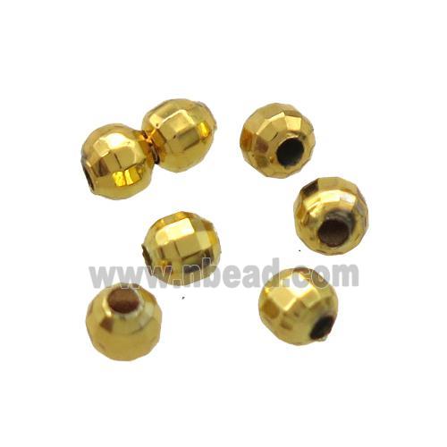 faceted round copper beads, Unfade, gold plated