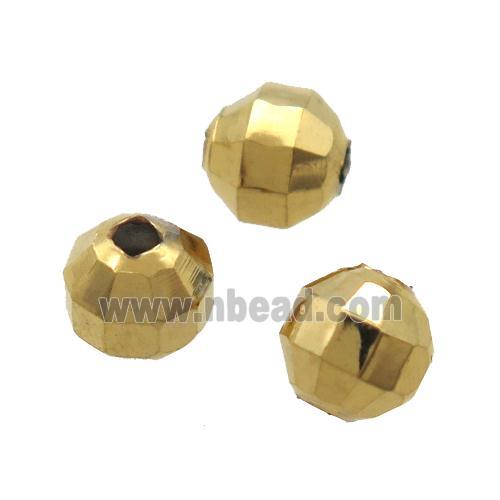 faceted round copper beads, Unfade, gold plated