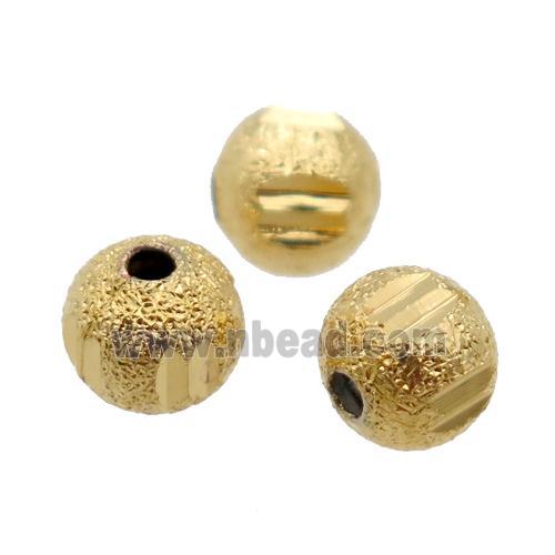 round copper carved beads, Unfade, gold plated