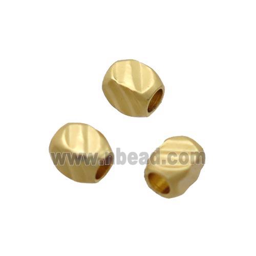 carved copper tube beads, duck gold, Unfade