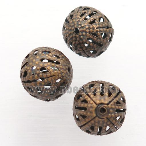filigree round Iron Beads Ball, antique red
