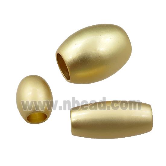 copper barrel beads with large hole, unfaded, duck-gold