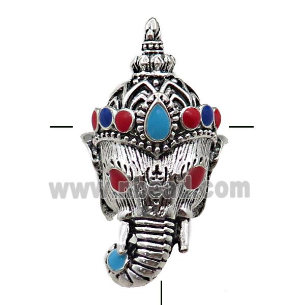 tibetan style elephant charm guru beads, zinc