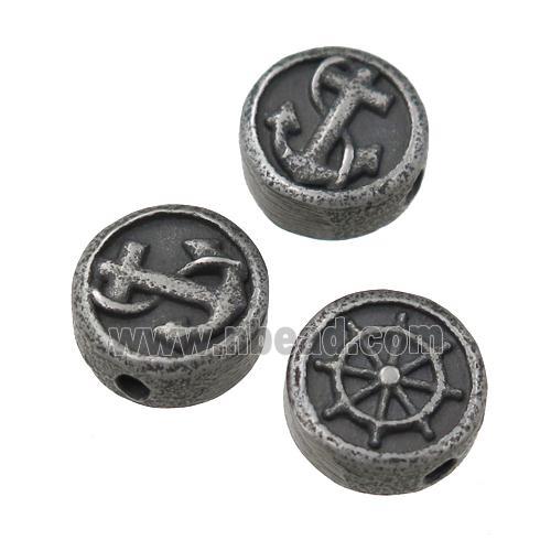 Stainless Steel button coin beads, anchor