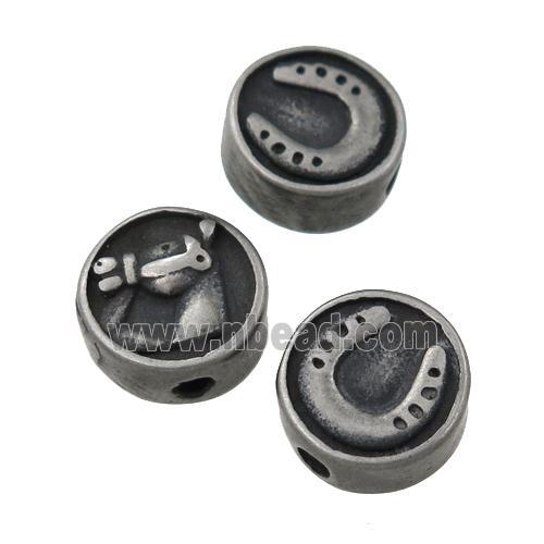Stainless Steel button coin beads, horseshoe