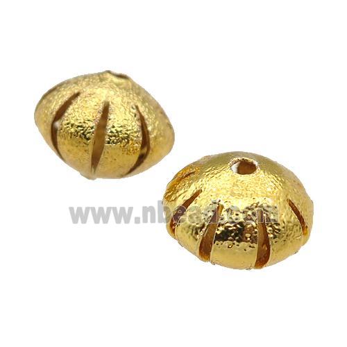copper pumpkin Corrugated Beads, gold plated