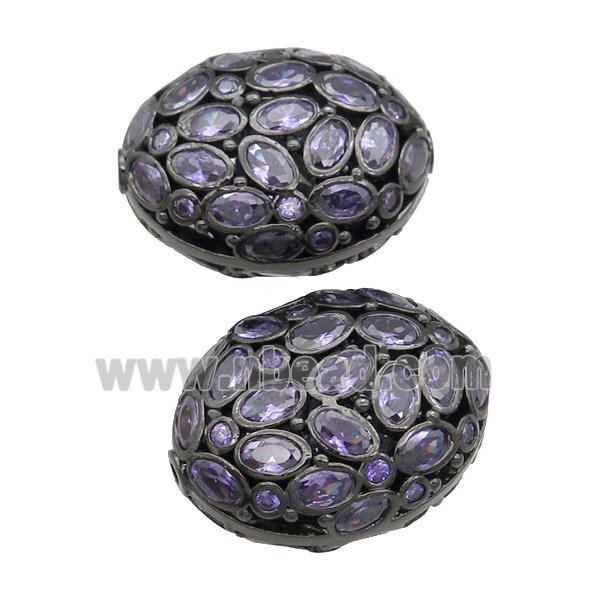 copper oval beads pave purple zircon, black plated