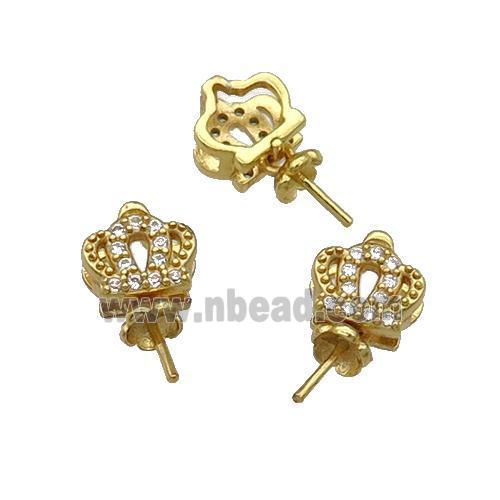 Copper Pendant Bail For Half Drilled Beads Pave Zircon Gold Plated