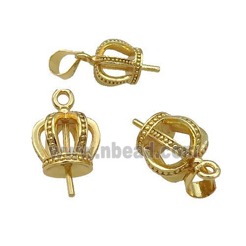 Copper Crown Bail For Half Drilled Beads Gold Plated