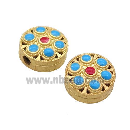 Copper Coin Beads Enamel Gold Plated