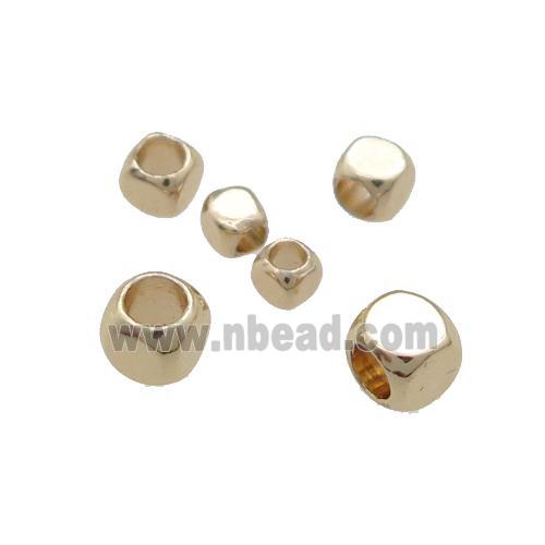 Copper Cube Spacer Beads Tiny Unfaded Light Gold Plated