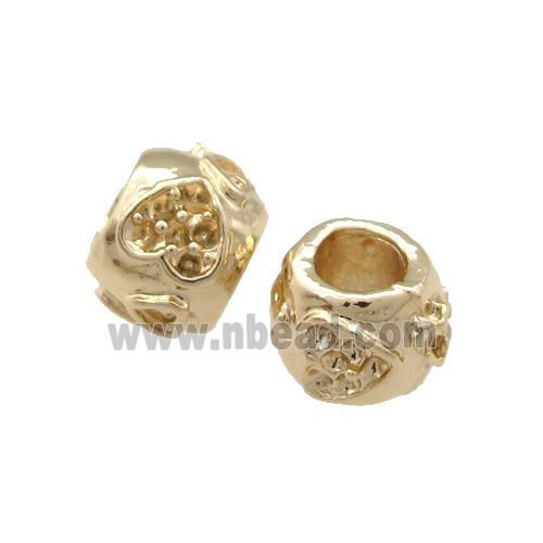 Copper Rondelle Beads Large Hole Unfaded Light Gold Plated