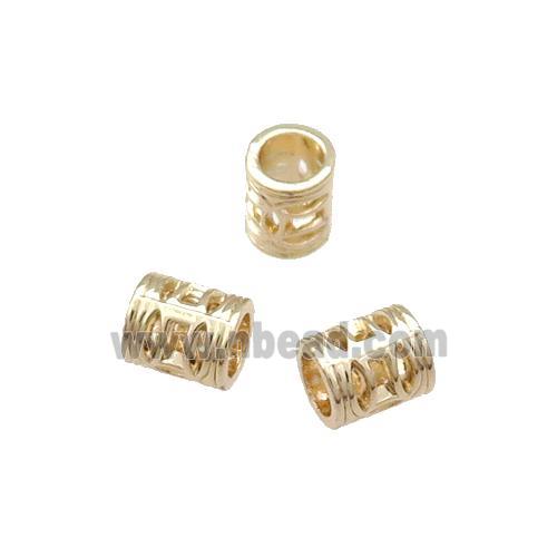 Copper Tube Beads Unfaded Large Hole Light Gold Plated