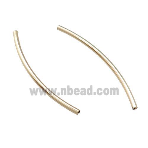 Copper Tube Beads Bend Light Gold Plated