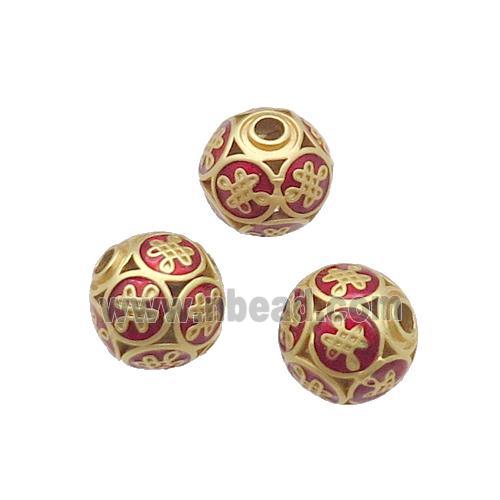 Copper Round Beads Duck Gold Red Enamel