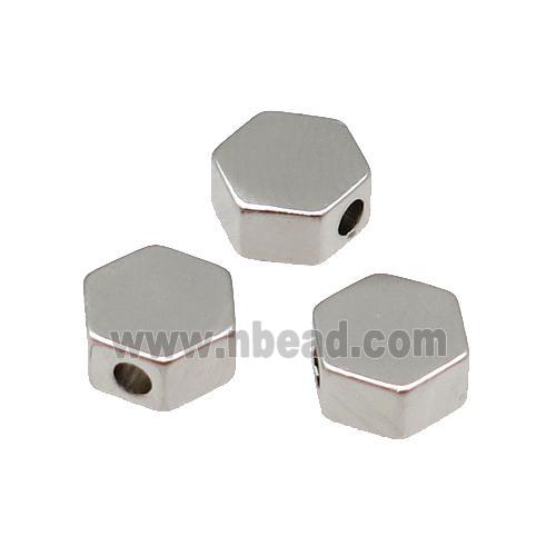 Copper Hexagon Beads Large Hole Unfade Platinum Plated