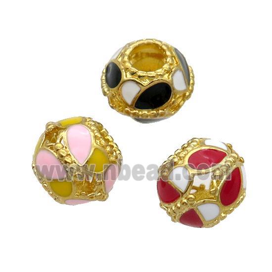 Copper Bicone Beads Enamel Large Hole Gold Plated Mixed