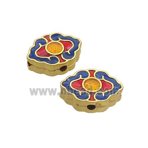 Copper Beads Enamel Gold Plated Oval