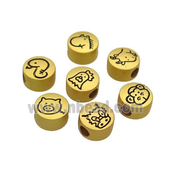 Copper Button Beads Large Hole Unfade Gold Plated